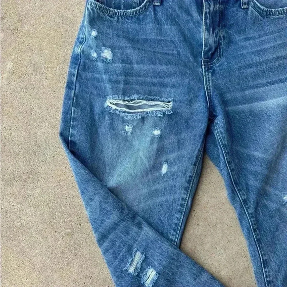 Women’s Flamingo Ankle Cropped Destressed High Waist Deniem Jeans Medium/28 - Picture 5 of 16